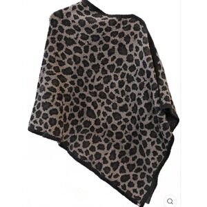 Barefoot Dreams CozyChic Blanket Poncho Wrap Leopard Print Comfy Lounge ONE SIZE